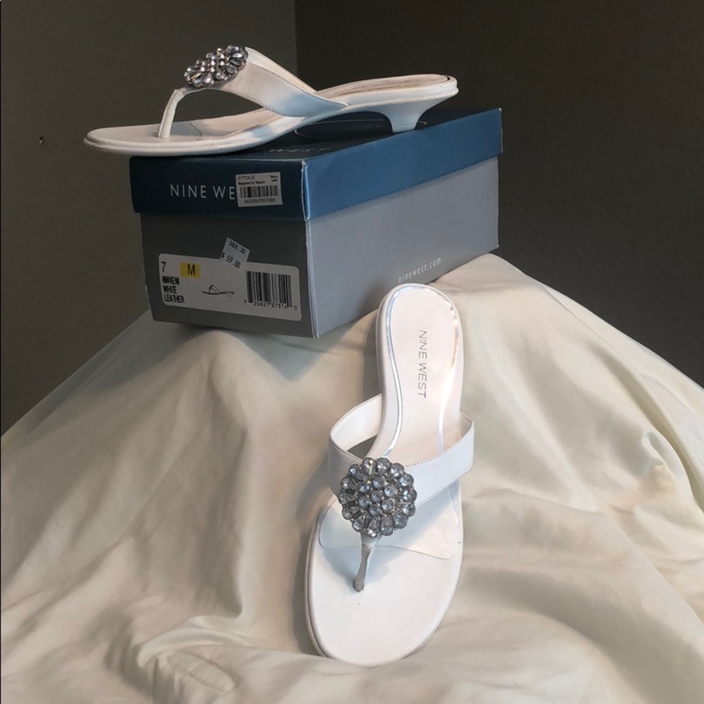 Nine West white leather sandals